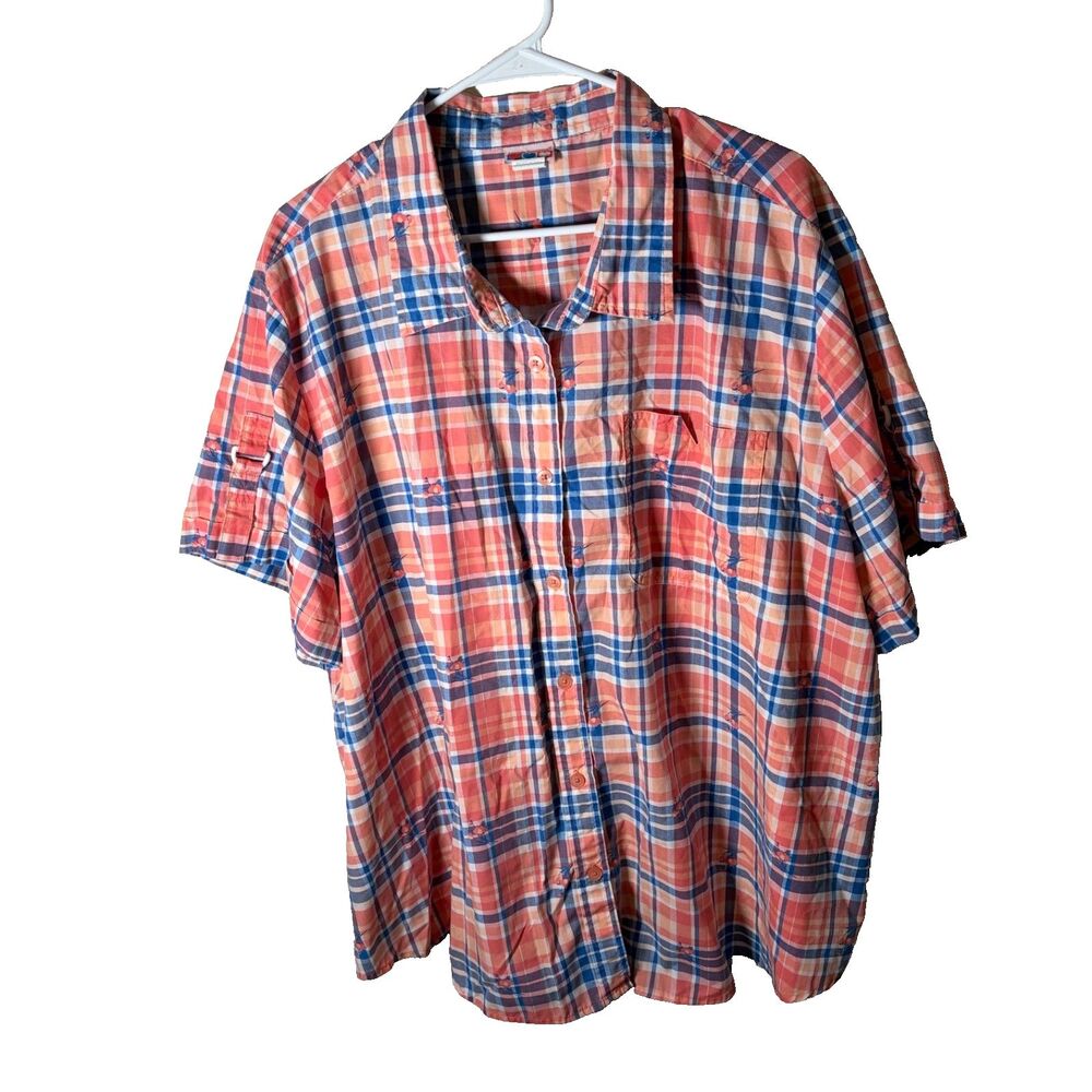 American Sweetheart Shirt Women's 4XL Button Up Plaid Floral Short Sleeve